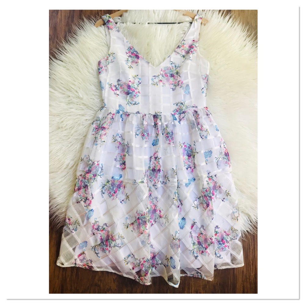 Anthropologie Maeve Peony Garden Dress White Pink Size 8